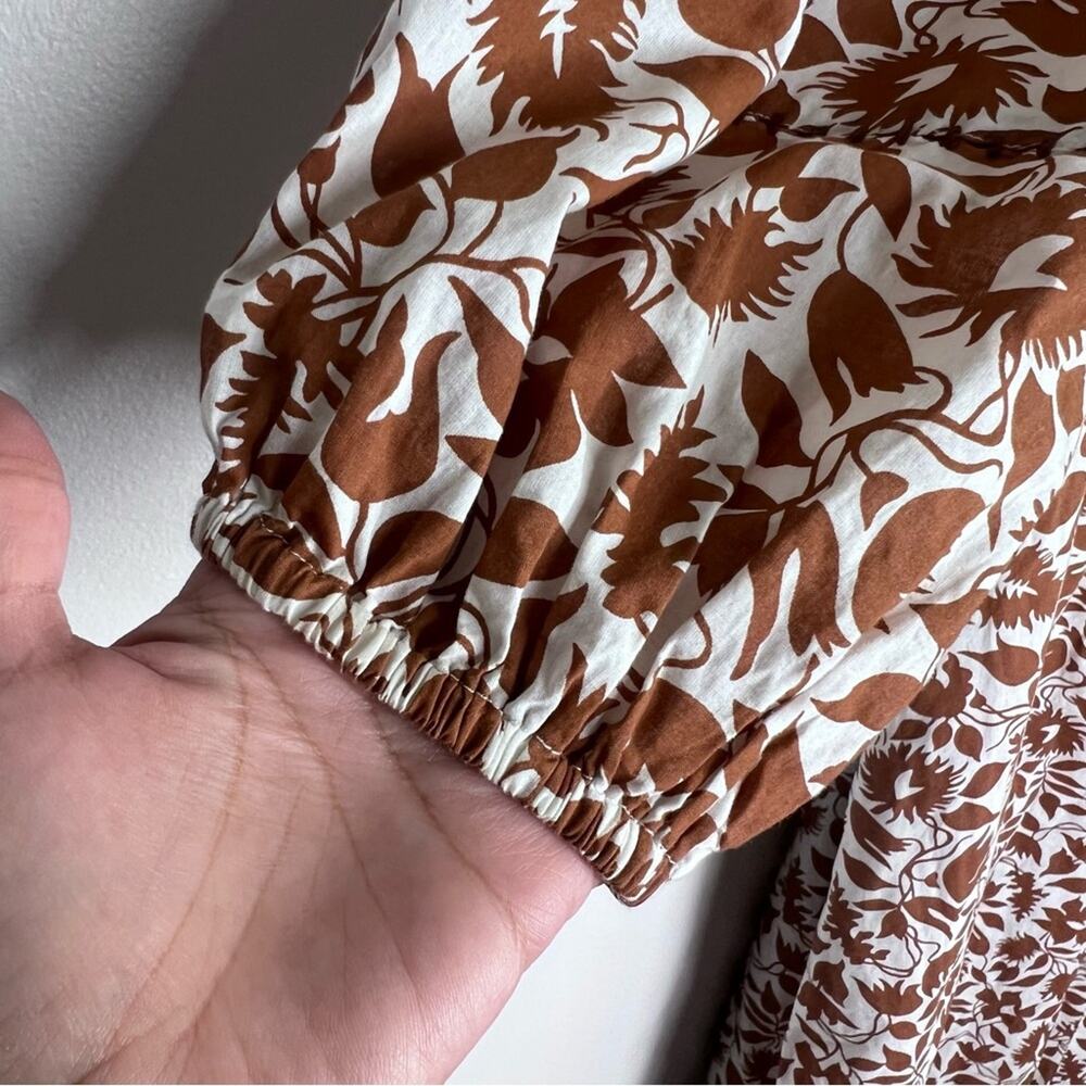 The Great. Whip Stitched Willow Midi Dress in Brown Blossom Floral Sz S (1) - Picture 6 of 9